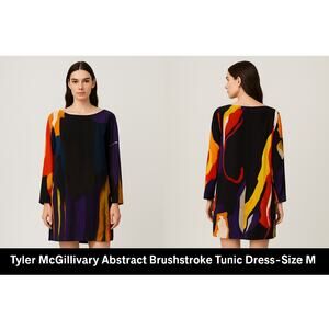 Tyler McGillivary Abstract Brushstroke Tunic Dress Bold Multicolor Viscose Sz M